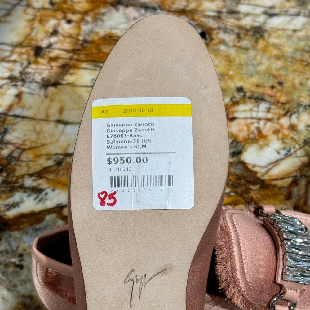 Giuseppe Zanotti Blush Pink NIB Slipper Flats ➡️SEE Size Notes $950 Raso Salmone - Picture 4 of 16